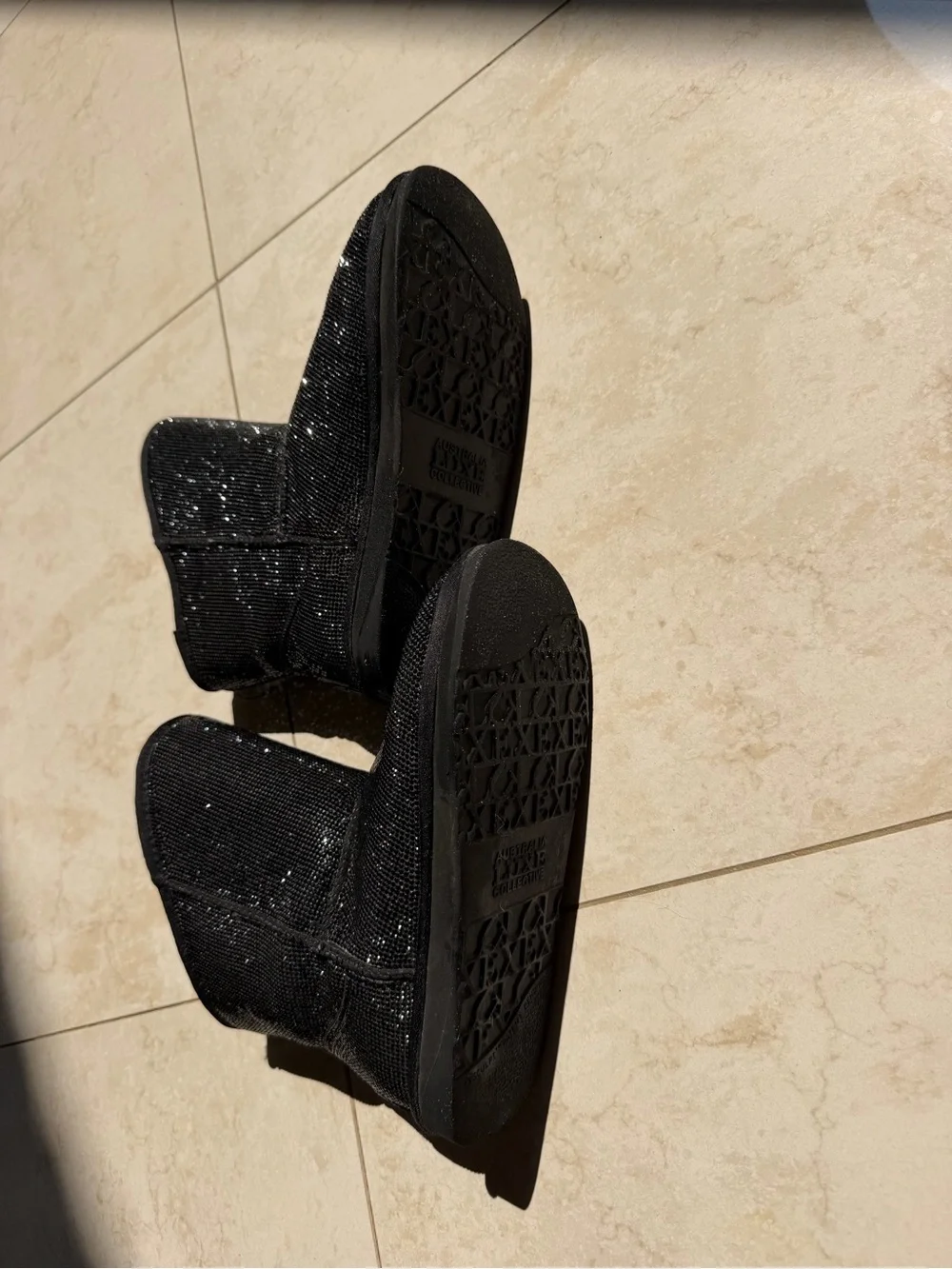 Australia Luxe Collective Black Sequin Shearling-Lined Winter Boots